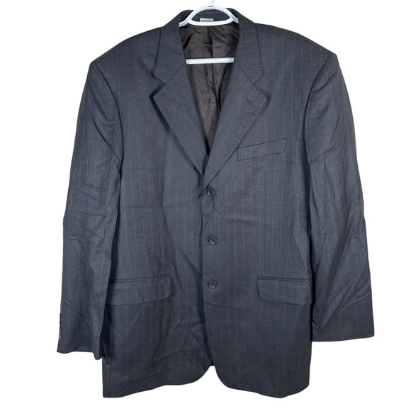 Ermenegildo Zegna Trofeo Wool Blazer Jacket Mens 44R Gray Striped Italy 3 Button
